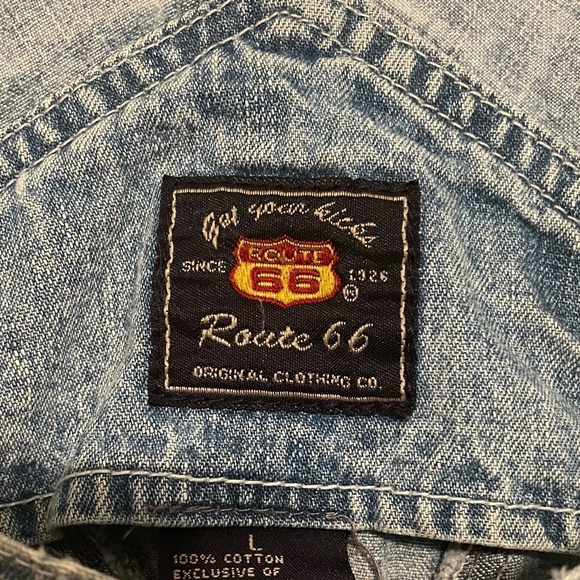 Route 66 Vintage 90's‎ Y2K Denim Jean Overall Shorts Floral Embroidery Size L - Picture 4 of 13